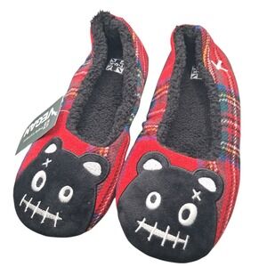 T-U-K Red Plaid panda Slippers Shoes Women's Size 9/10 Large Punk Rock